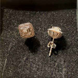 Elegant Diamond Accent Silver Stud Earrings